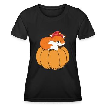 Pumpkin Thanksgiving Fall Cute Fox - Frauen Funktions-T-Shirt - Schwarz - Vorne - AI Model Female 172 light (172cm)