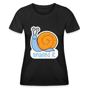 Serpent escargot Drôles Jeux de mots d’animaux - T-shirt sport Femme - noir - Devant - AI Model Female 172 light (172cm)