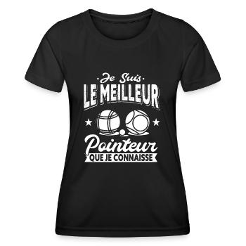 Pétanque Cadeau Humour Boccia Homme Petanque - T-shirt sport Femme - noir - Devant - AI Model Female 172 light (172cm)
