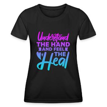 Comprendre la main et sentir la guérison - T-shirt sport Femme - noir - Devant - AI Model Female 172 light (172cm)