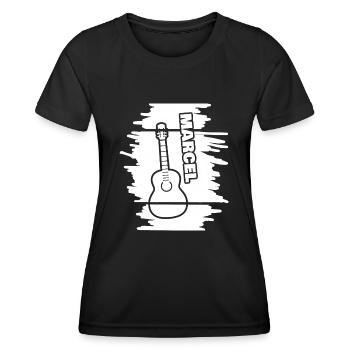 Guitare Marcel - T-shirt sport Femme - noir - Devant - AI Model Female 172 light (172cm)