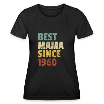 Design rétro cool pour maman de fils ou de fille. - T-shirt sport Femme - noir - Devant - AI Model Female 172 light (172cm)