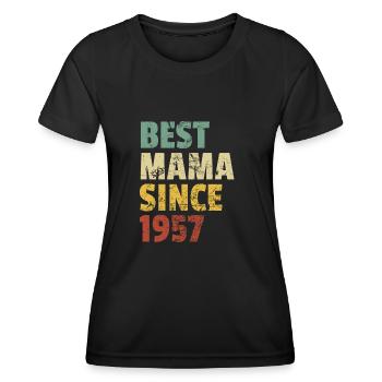 Design rétro cool pour maman de fils ou de fille. - T-shirt sport Femme - noir - Devant - AI Model Female 172 light (172cm)