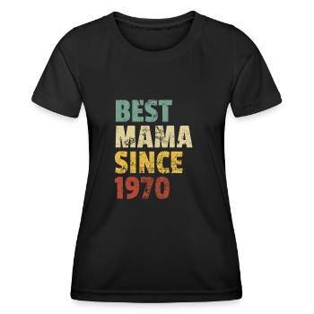 Design rétro cool pour maman de fils ou de fille. - T-shirt sport Femme - noir - Devant - AI Model Female 172 light (172cm)