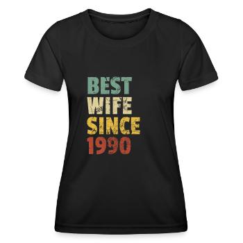 Best Wife Since 1990 Funny Anniversary Birthday - Women's Functional T-Shirt - black - Front - AI Model Female 172 light (172cm)