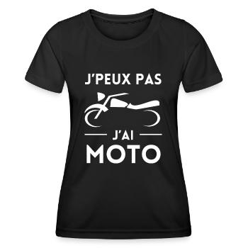 J'peux pas j'ai moto - T-shirt sport Femme - noir - Devant - AI Model Female 172 light (172cm)