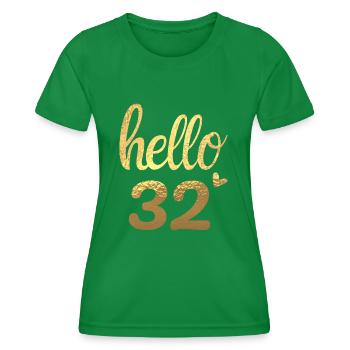Hello 32 doré - T-shirt sport Femme - vert - Devant - AI Model Female 172 dark (172cm)