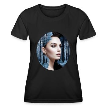 Belle femme combinée avec une scène de forêt - T-shirt sport Femme - noir - Devant - AI Model Female 172 light (172cm)