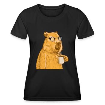 Capybara avec lunettes - T-shirt sport Femme - noir - Devant - AI Model Female 172 light (172cm)