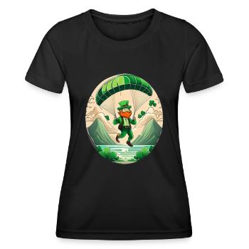Parapente Trèfle de la Saint-Patrick - T-shirt sport Femme - noir - Devant - AI Model Female 172 light (172cm)
