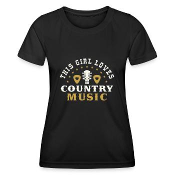 Dieses Mädchen liebt Country-Musik - Frauen Funktions-T-Shirt - Schwarz - Vorne - AI Model Female 172 light (172cm)