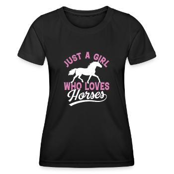 Juste une fille qui aime les chevaux - T-shirt sport Femme - noir - Devant - AI Model Female 172 light (172cm)