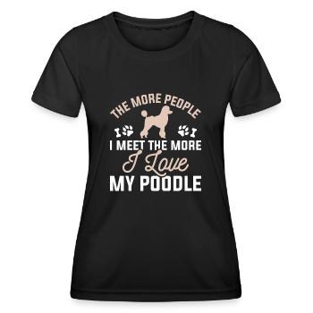 J’aime mon caniche - T-shirt sport Femme - noir - Devant - AI Model Female 172 light (172cm)