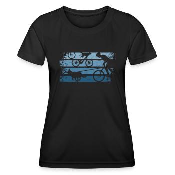 Bikejöring Draught dog sport with bike and dog - Women's Functional T-Shirt - black - Front - AI Model Female 172 light (172cm)