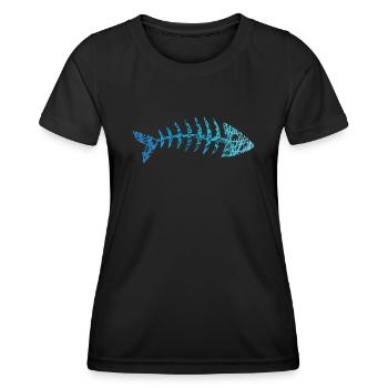 Arêtes de poisson Squelette de poisson Chevrons Griffonnage - T-shirt sport Femme - noir - Devant - AI Model Female 172 light (172cm)