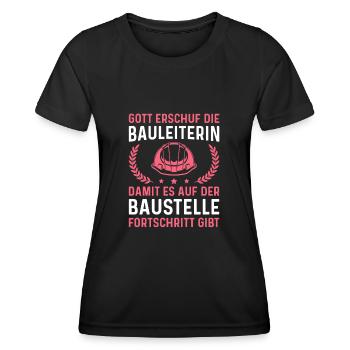 Bauleitung Damit es Fortschritt gibt Bauleiterin - Frauen Funktions-T-Shirt - Schwarz - Vorne - AI Model Female 172 light (172cm)