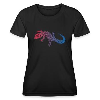 Echse Kritzelei Farben Eidechse Gecko - Frauen Funktions-T-Shirt - Schwarz - Vorne - AI Model Female 172 light (172cm)