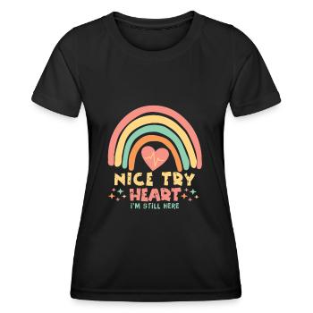 Nice Try Heart Attack Survivor Rainbow Gifts - Women's Functional T-Shirt - black - Front - AI Model Female 172 light (172cm)