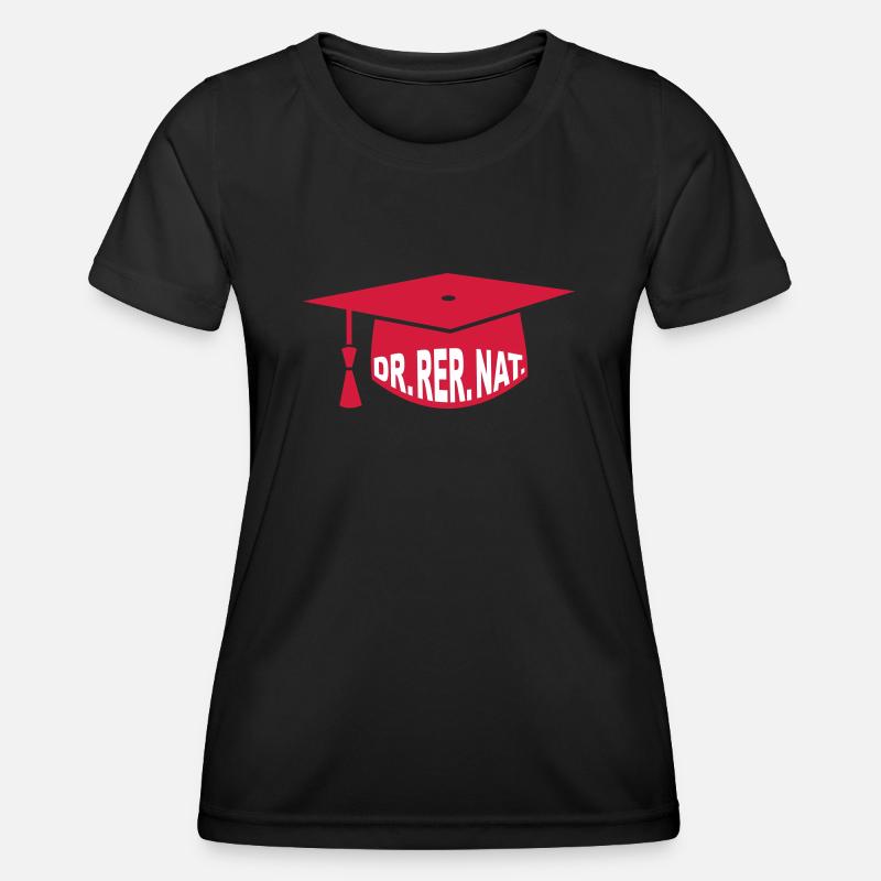 Doktor - Doktorhut - Studium - Geschenk - Dr. rer. - Frauen Funktions-T-Shirt - Schwarz