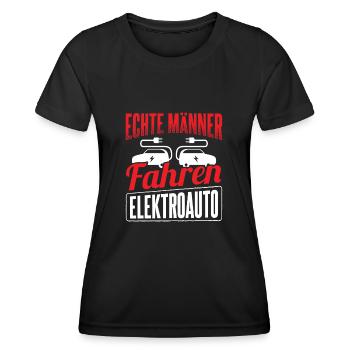 Auto E-Auto Elektroauto - Frauen Funktions-T-Shirt - Schwarz - Vorne - AI Model Female 172 light (172cm)