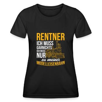 Dampflok Modelleisenbahn Eisenbahn - Frauen Funktions-T-Shirt - Schwarz - Vorne - AI Model Female 172 light (172cm)