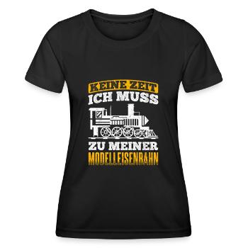 Modelleisenbahn Eisenbahn - Frauen Funktions-T-Shirt - Schwarz - Vorne - AI Model Female 172 light (172cm)