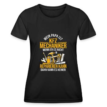Mein Papa Ist KFZ Mechaniker Automechaniker KFZ - Frauen Funktions-T-Shirt - Schwarz - Vorne - AI Model Female 172 light (172cm)