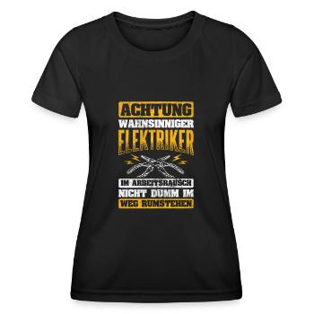 Elektriker Elektrik - Frauen Funktions-T-Shirt - Schwarz - Vorne - AI Model Female 172 light (172cm)
