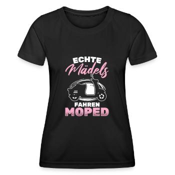 Echte Mädels Fahren Moped Mofa Moped - Frauen Funktions-T-Shirt - Schwarz - Vorne - AI Model Female 172 light (172cm)