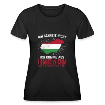 Ungarn Ungarische Flagge - Frauen Funktions-T-Shirt - Schwarz - Vorne - AI Model Female 172 light (172cm)