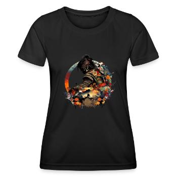 Samouraï rêvant de maison / graphique esthétique cool - T-shirt sport Femme - noir - Devant - AI Model Female 172 light (172cm)