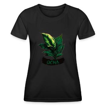 Ocha I Green Tea Gift Cool Motif Tea Lovers - Women's Functional T-Shirt - black - Front - AI Model Female 172 light (172cm)