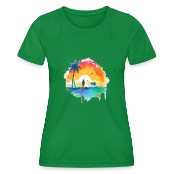 Strand Sonnenuntergang - Frauen Funktions-T-Shirt - Kelly Green - Vorne - AI Model Female 172 dark (172cm)
