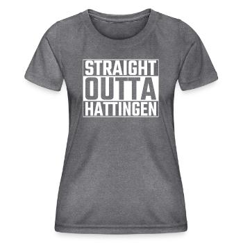 Straight Outta Hattingen Hattinger Ruhr - Frauen Funktions-T-Shirt - dunkle Melange  - Vorne - AI Model Female 172 light (172cm)