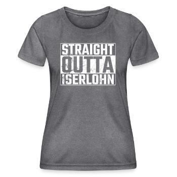 Straight Outta Iserlohn Iserlohner Ruhr - Frauen Funktions-T-Shirt - dunkle Melange  - Vorne - AI Model Female 172 light (172cm)