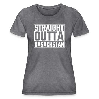 Straight Outta Kasachstan Russlanddeutsche Russen - Frauen Funktions-T-Shirt - dunkle Melange  - Vorne - AI Model Female 172 light (172cm)