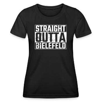 Straight Outta Bielefeld Bielefelder - Frauen Funktions-T-Shirt - Schwarz - Vorne - AI Model Female 172 light (172cm)