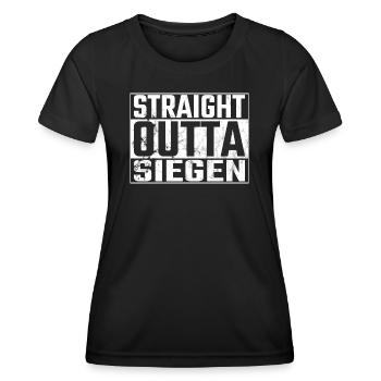 Straight Outta Siegen Siegener - Frauen Funktions-T-Shirt - Schwarz - Vorne - AI Model Female 172 light (172cm)