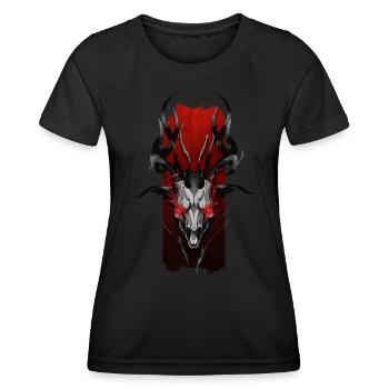 Höllische Erleuchtung: Dämonen-Ziegenschädel mit - Frauen Funktions-T-Shirt - Schwarz - Vorne - AI Model Female 172 light (172cm)