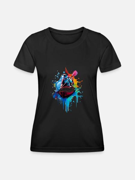 Kajak - Frauen Funktions-T-Shirt - Schwarz
