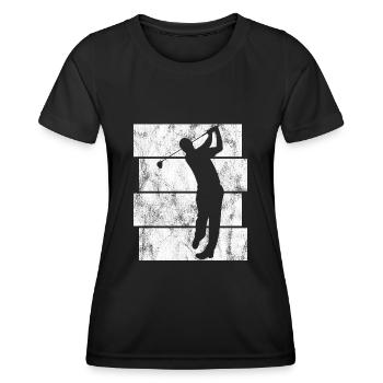 Golfspieler Retro Golfer Golfschläger Golfen Golf - Frauen Funktions-T-Shirt - Schwarz - Vorne - AI Model Female 172 light (172cm)