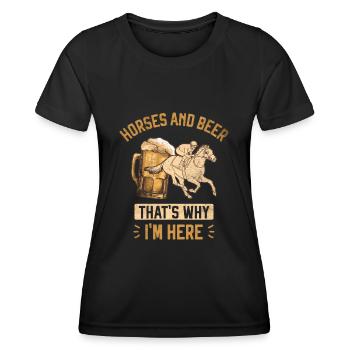 Horses and Beer That's Why I'm Here Horse Race - Women's Functional T-Shirt - black - Front - AI Model Female 172 light (172cm)