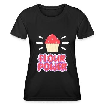 Flour Power – Gâteau Farine De Blé Tendre Cupcake - T-shirt sport Femme - noir - Devant - AI Model Female 172 light (172cm)