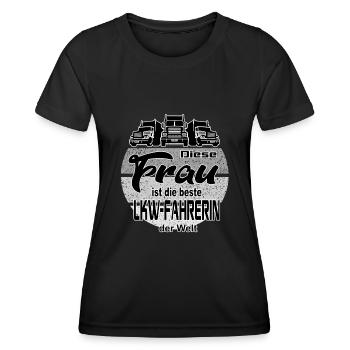 Beste LKW Fahrerin Lastkraftwagen Brummi Truck - Frauen Funktions-T-Shirt - Schwarz - Vorne - AI Model Female 172 light (172cm)