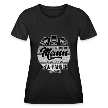 Mann LKW Fahrer Brummi Truck Lastkraftwagenfahrer - Frauen Funktions-T-Shirt - Schwarz - Vorne - AI Model Female 172 light (172cm)