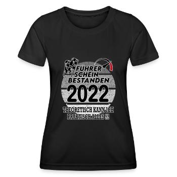 Lkw Motorrad Auto Führerschein bestanden - Frauen Funktions-T-Shirt - Schwarz - Vorne - AI Model Female 172 light (172cm)