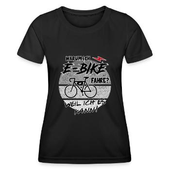 E Bike Elektrofahrrad Fahrrad fahren - Frauen Funktions-T-Shirt - Schwarz - Vorne - AI Model Female 172 light (172cm)