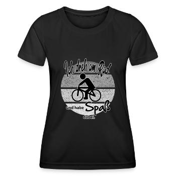 Fahrradfahrer Sprüche Ich dreh am Rad - Frauen Funktions-T-Shirt - Schwarz - Vorne - AI Model Female 172 light (172cm)