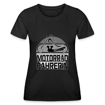 Motorradfahrerin Bikerin Motorrad fahren - Frauen Funktions-T-Shirt - Schwarz - Vorne - AI Model Female 172 light (172cm)