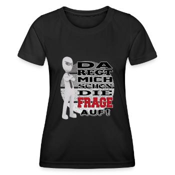 Retro Sprüche Arbeit Beruf Blöde Frage Aufregen - Frauen Funktions-T-Shirt - Schwarz - Vorne - AI Model Female 172 light (172cm)